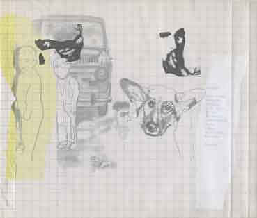 recuerdos (mi perro,mi sobrina, pap y yo) - Impresin digital, grafito y collage sobre papel, 21'3x25cms,2006