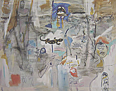 la sacabera y otros batracios - Técnica mixta sobre tela (acrílico, gouache, grafito y tinta sobre tela), 2008