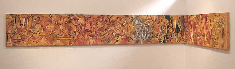 Friso costumbrista - óleo sobre tela estampada, 60x540cms, 2005-06