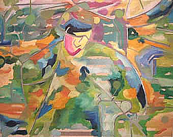 paternidad - óleo sobre tela estampada, 2007