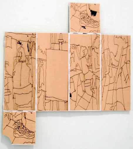 El taller del artista – instalación objeto, impresión digital sobre caja de embalaje 25,3x28cms (2005)